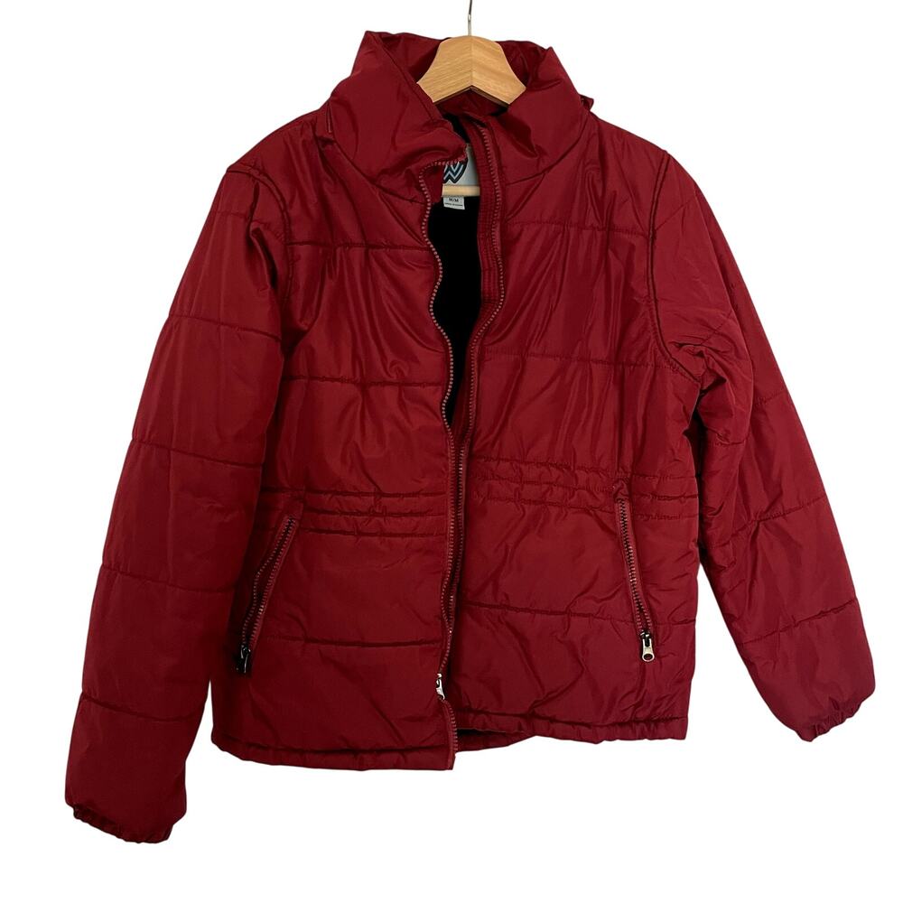 Whales Tail performance wear red puffer winter coat men's size M fleece lined